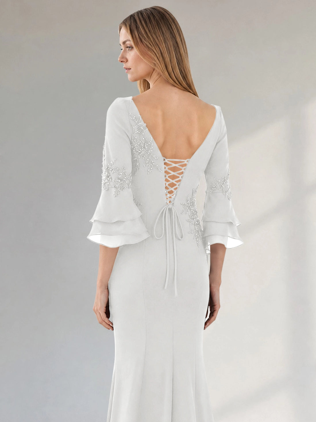 Chiffon Mother of the Bride Dress with 3/4 Sleeves