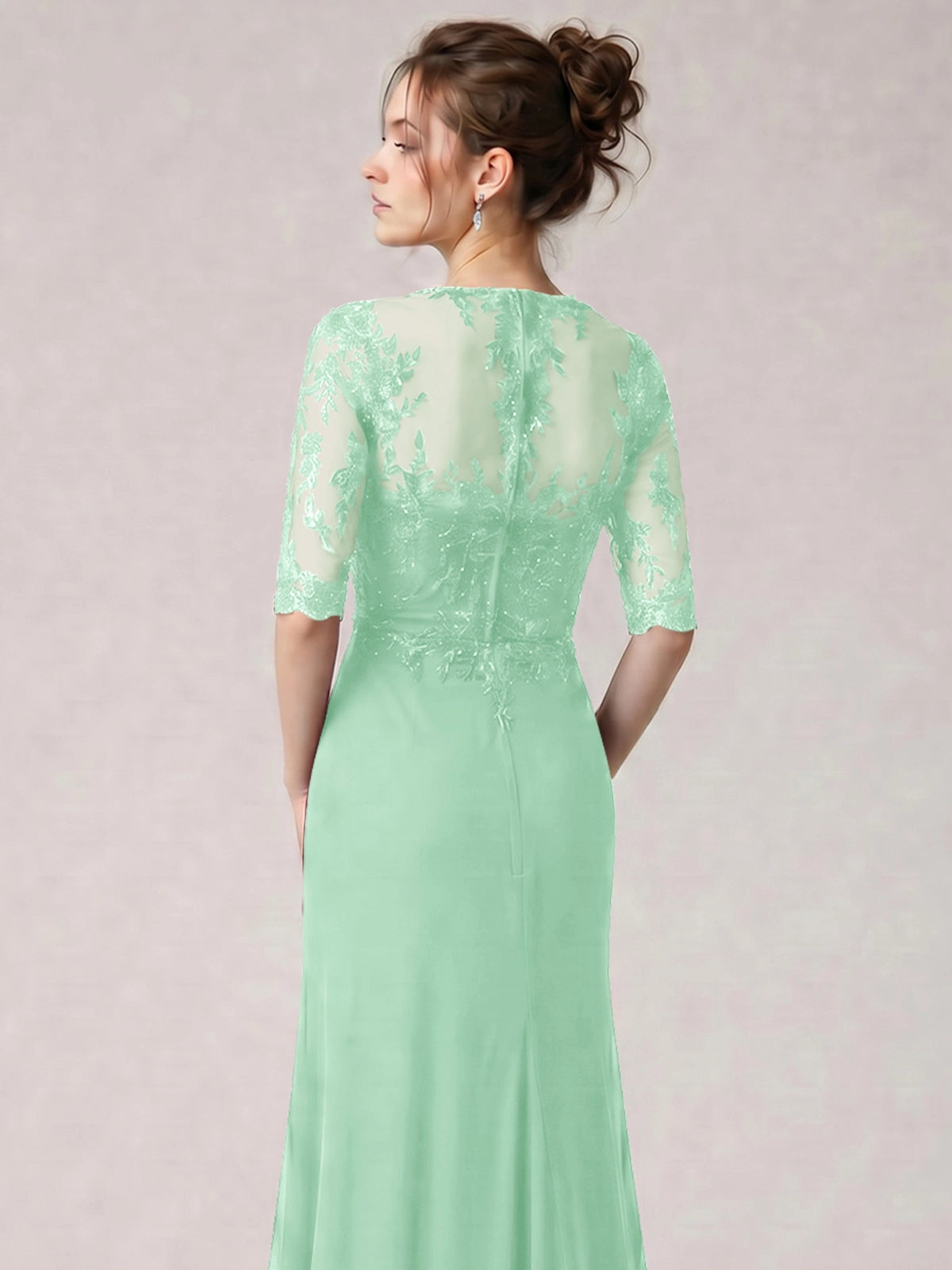 Lace Mother of the Bride Dress with Half Sleeves