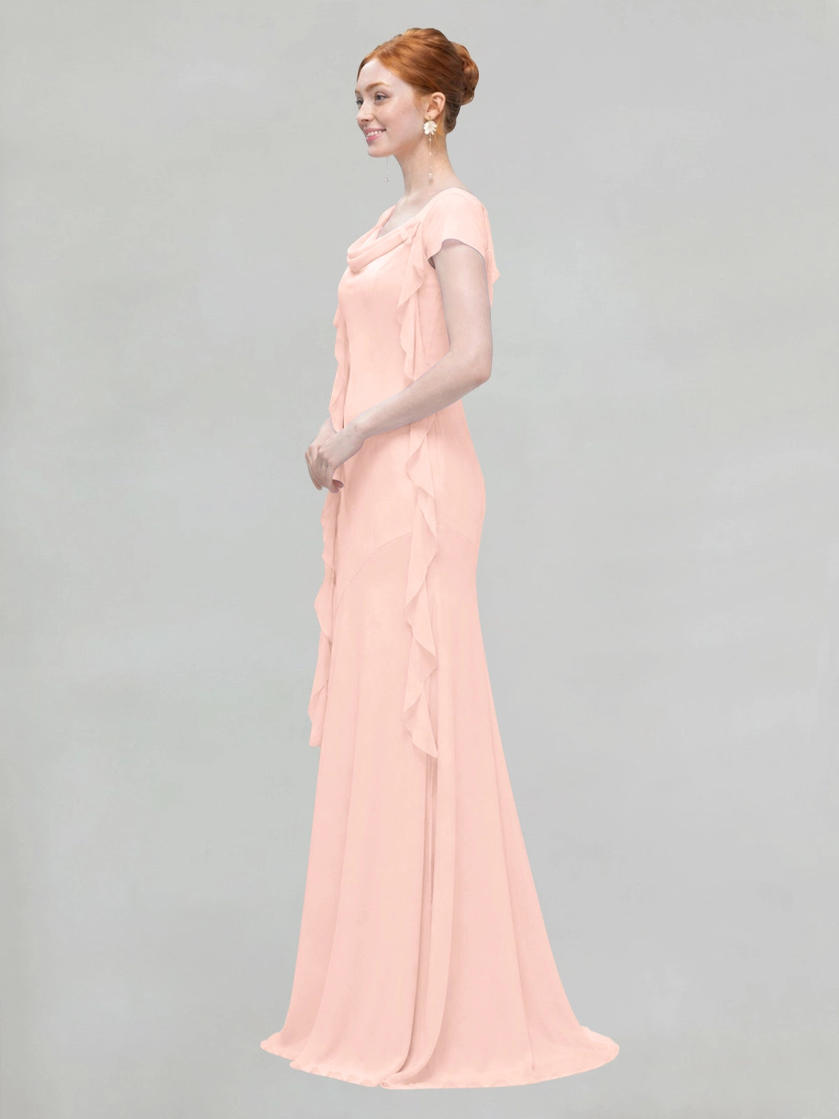 Flowy Ruffle Sheath Bridesmaid Dress 