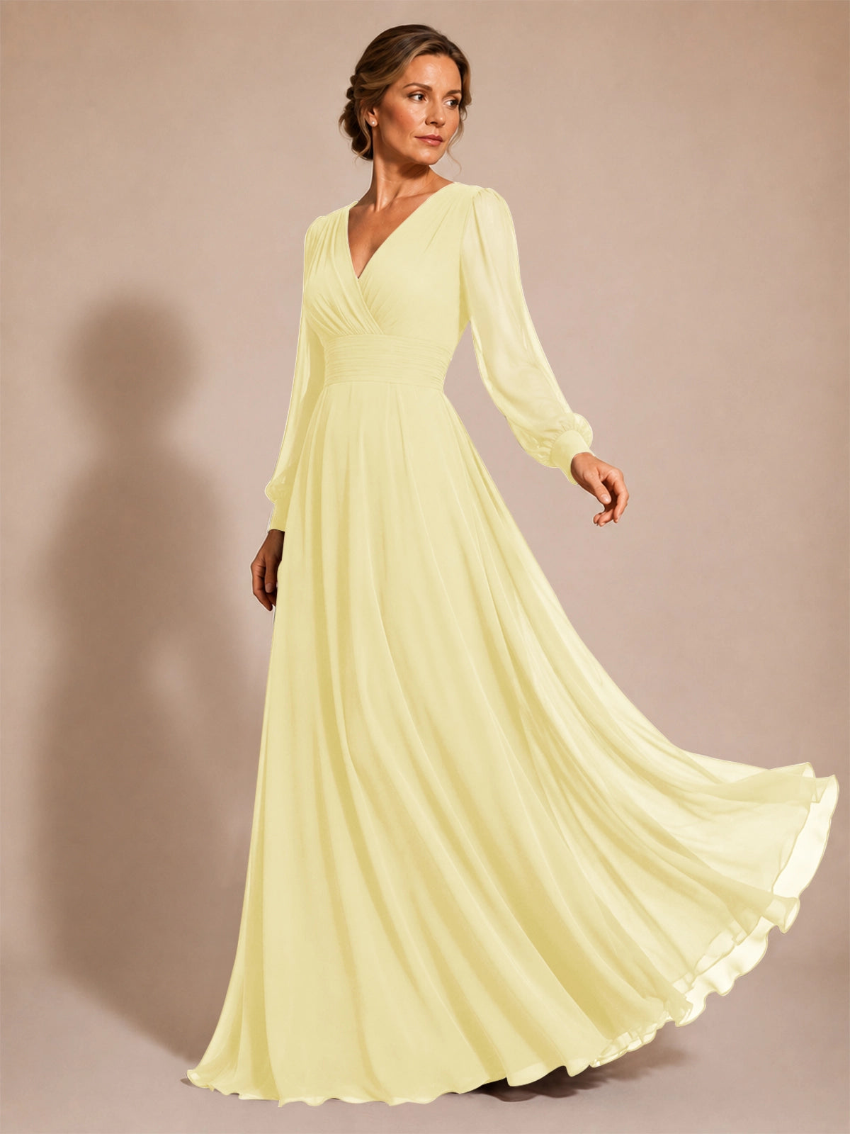 Chiffon Mother of the Bride Dress with Long Sleeves 