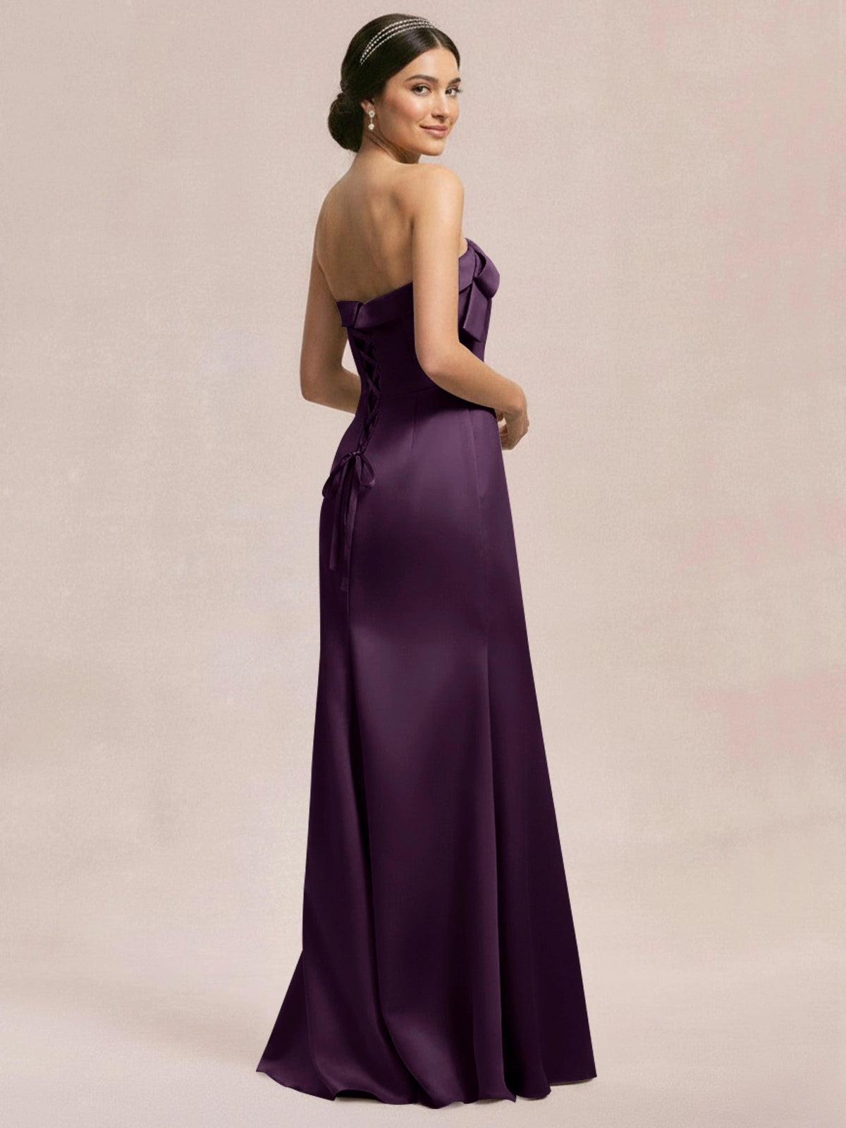 Satin Bow Accent Bridesmaid Dress 