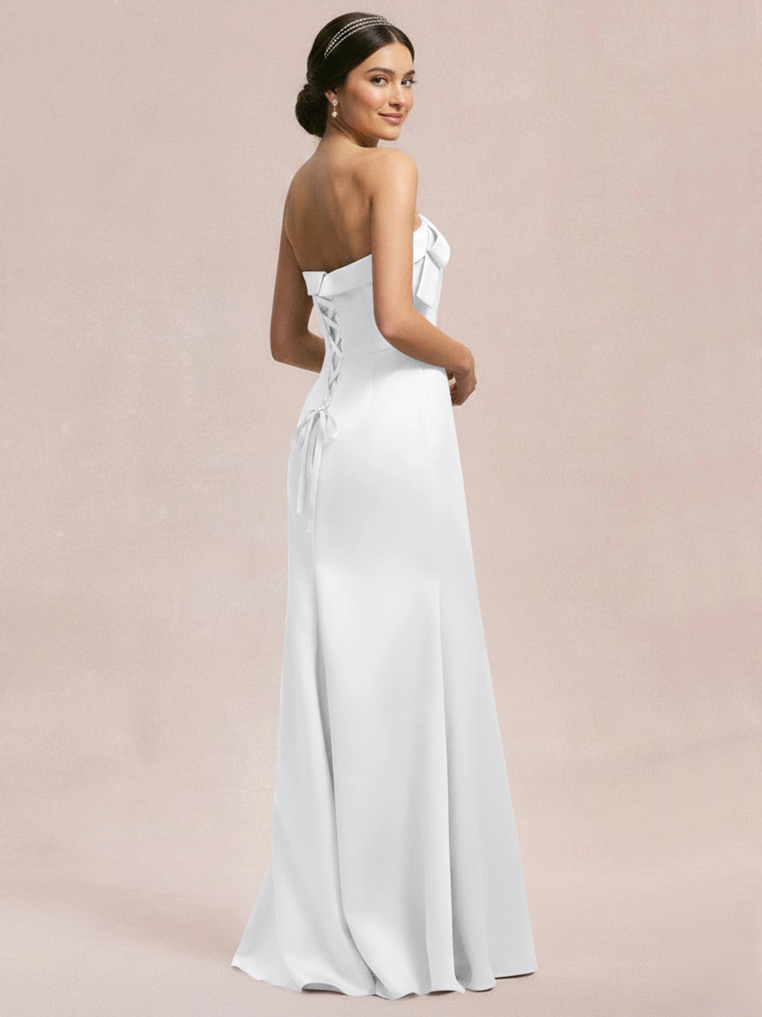 Satin Bow Accent Bridesmaid Dress 