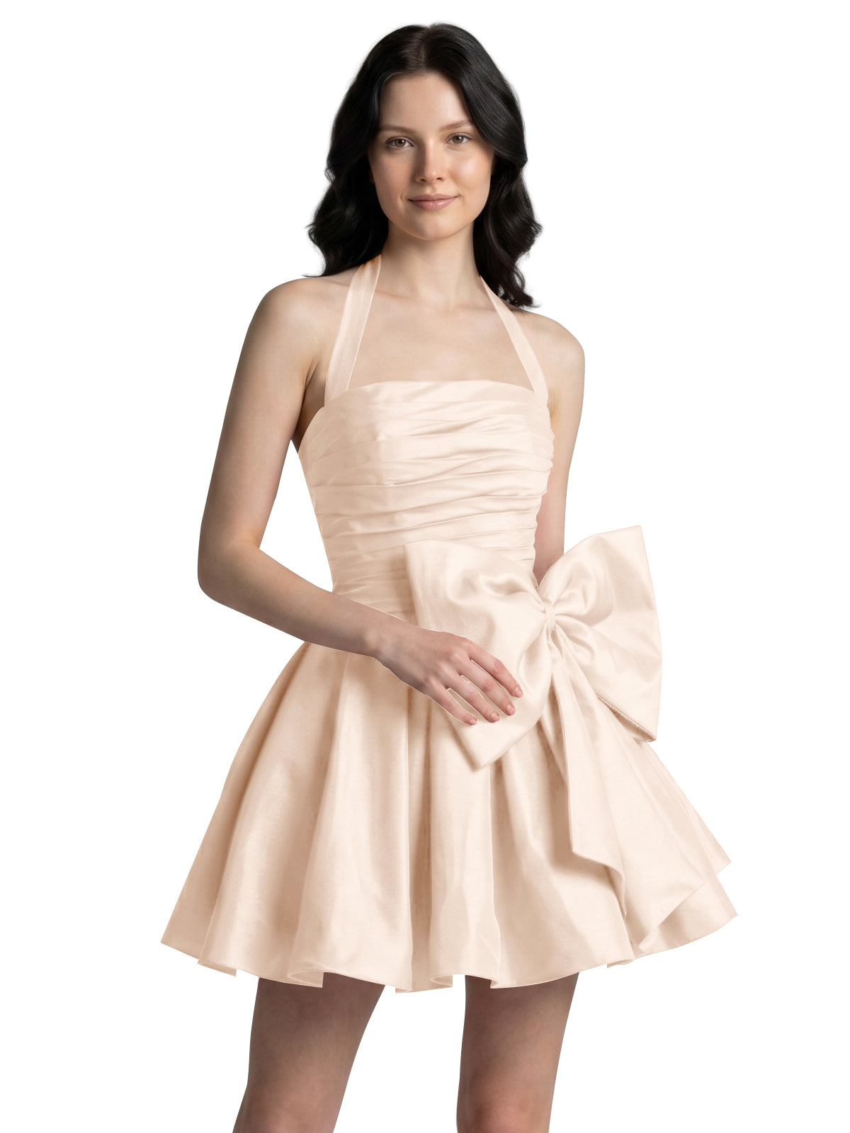 Halter Oversized Bow Mini Dress 