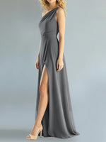 One-Shoulder Bridesmaid Dress with Slit