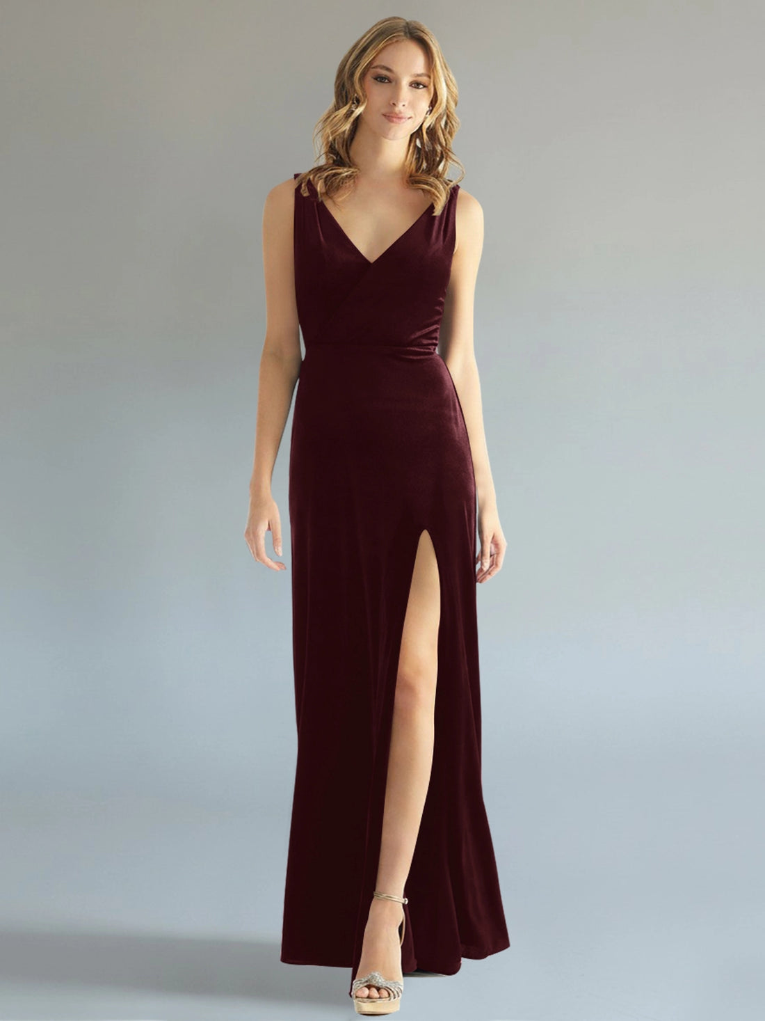 Velvet Bridesmaid Dress with Slit 