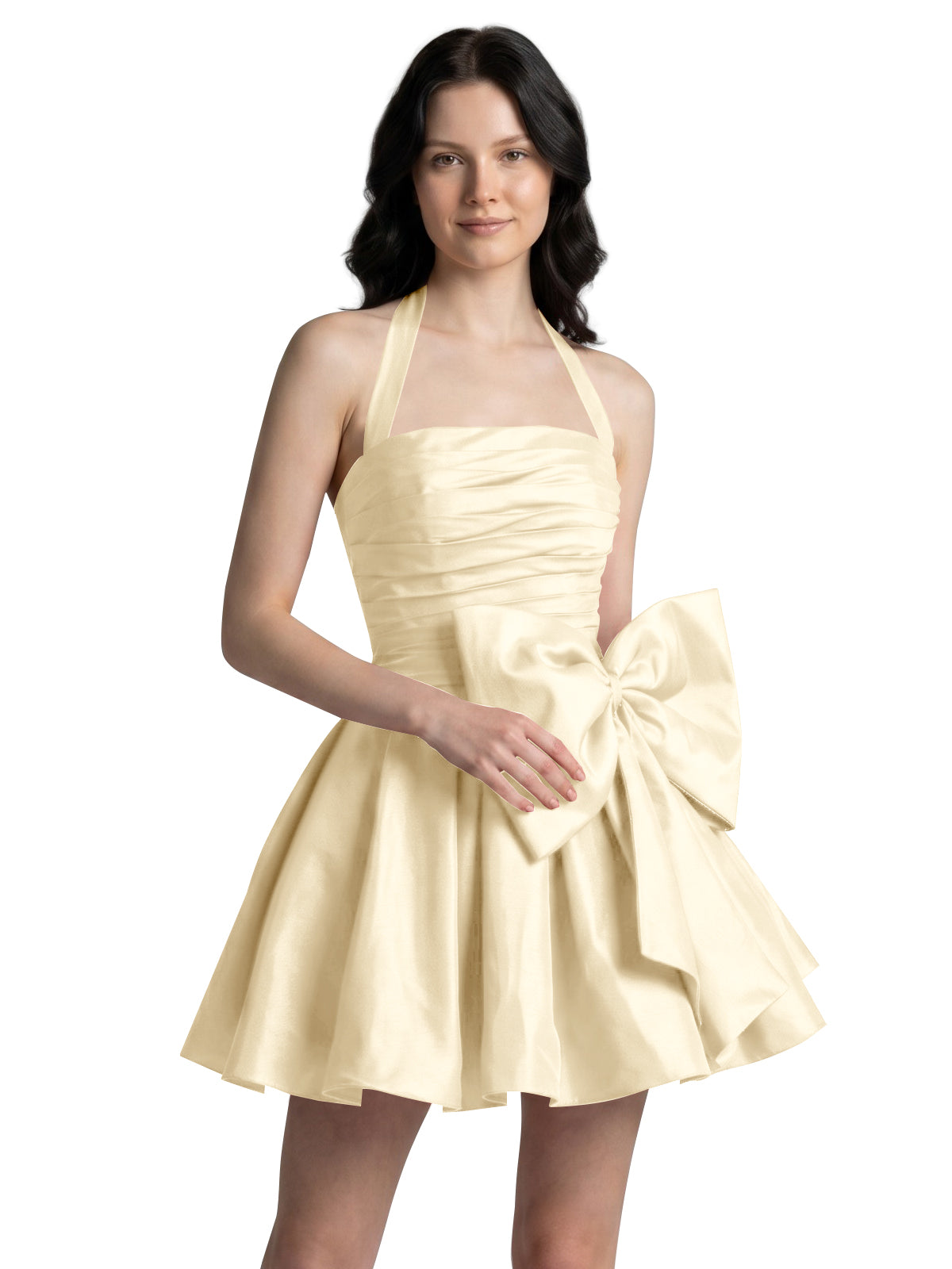 Halter Oversized Bow Mini Dress 