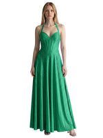 Halter Beaded Prom Dress 