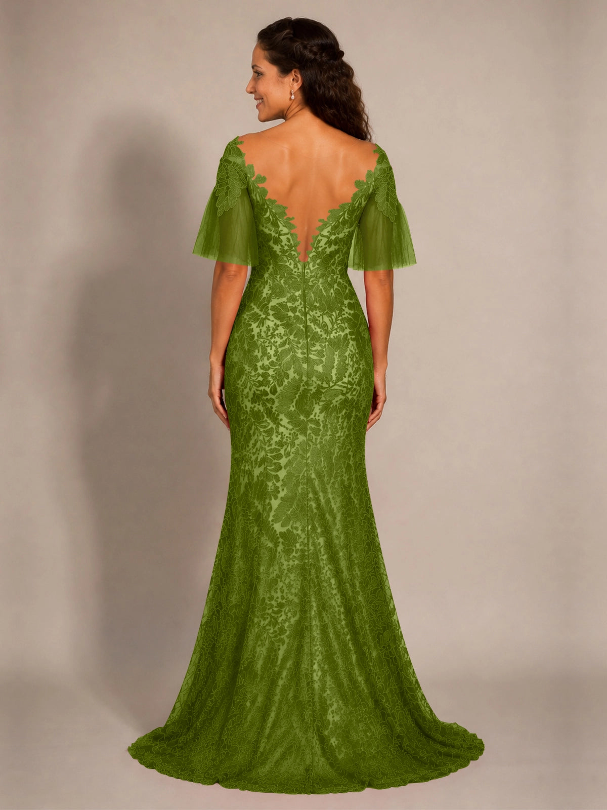 Mermaid Mother of the Bride Dress with V-neck 
