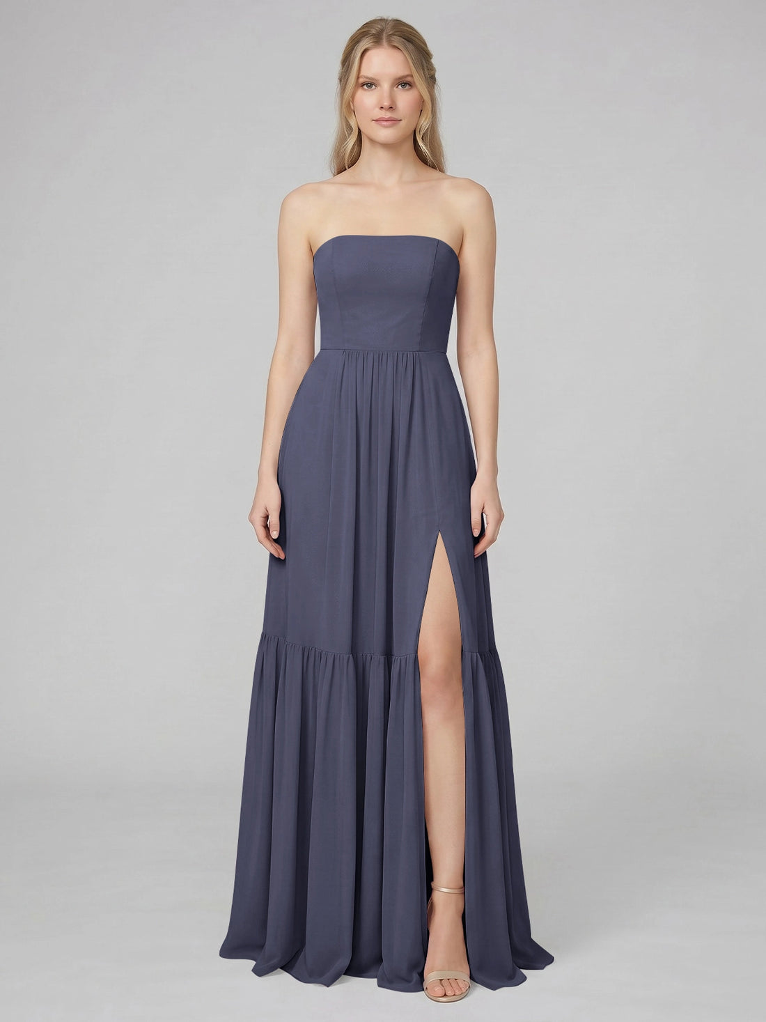 Strapless Bridesmaid Dress with Slit 