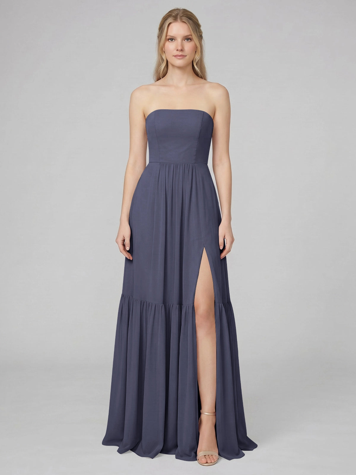 Strapless Bridesmaid Dress with Slit 