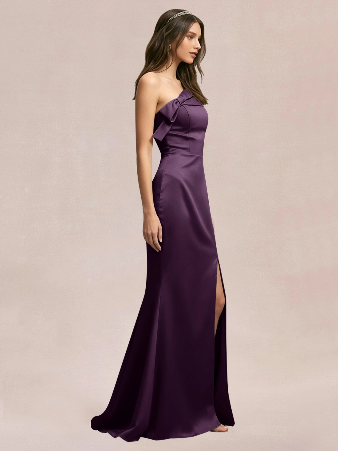 Satin Bow Accent Bridesmaid Dress 