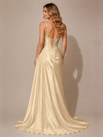 Silk-like Prom Dress with Appliques