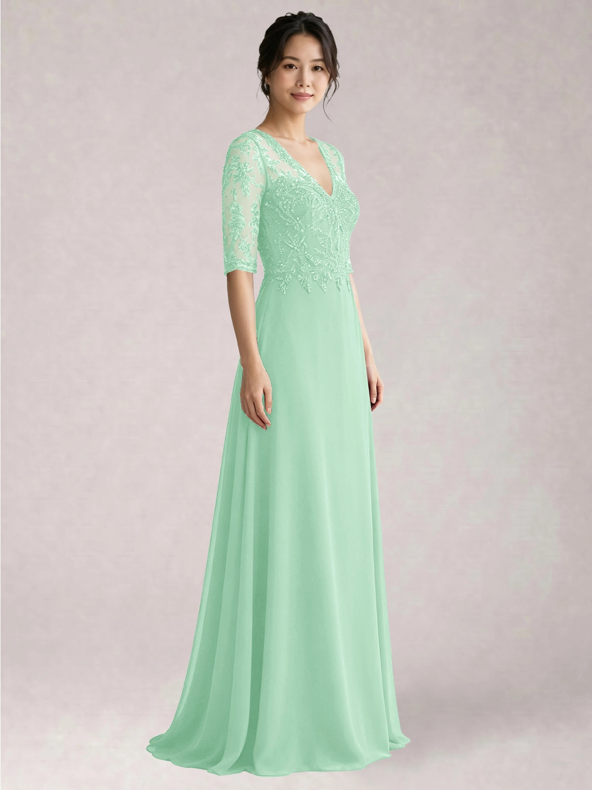 Lace Mother of the Bride Dress with Half Sleeves