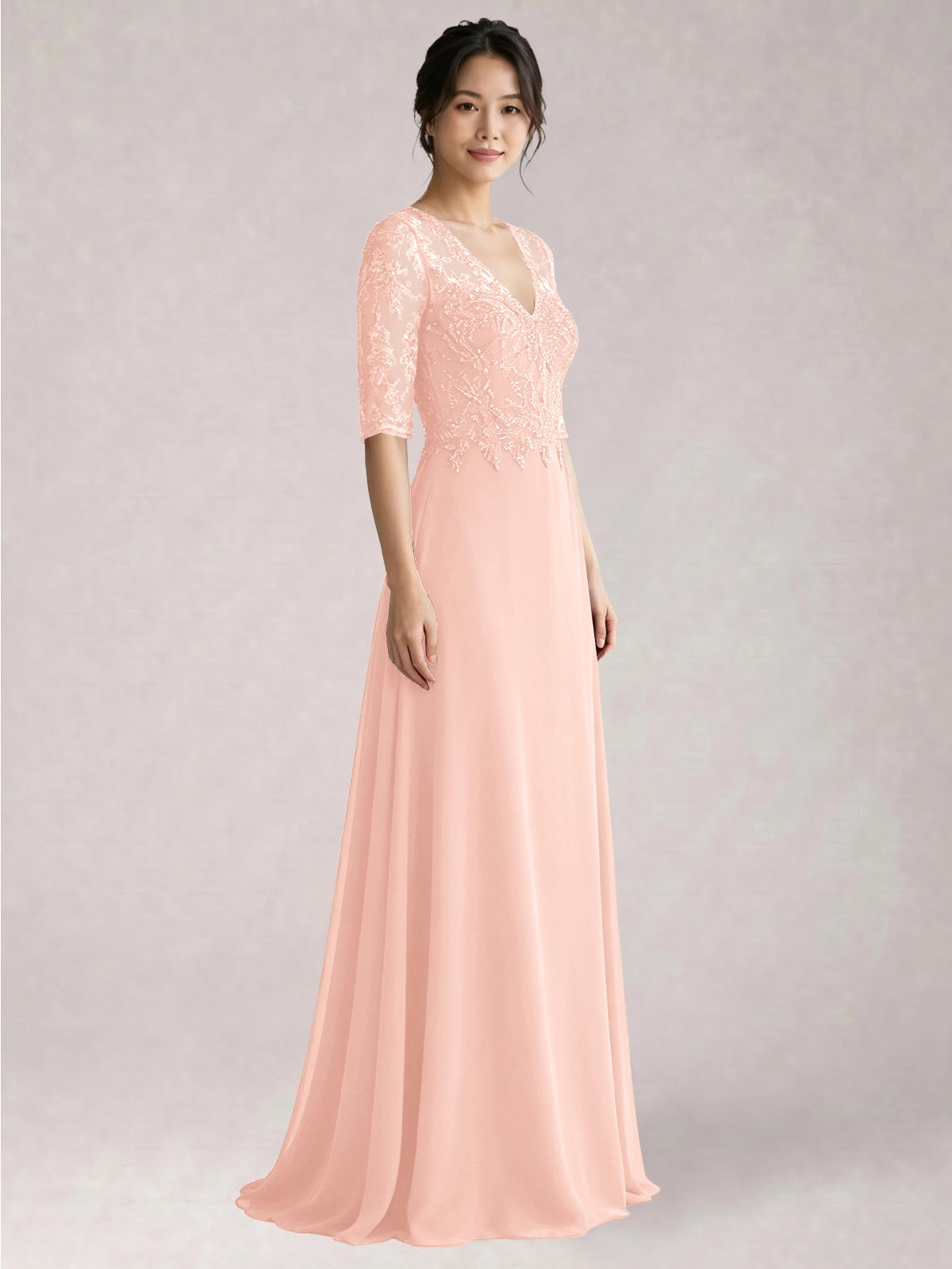 Lace Mother of the Bride Dress with Half Sleeves