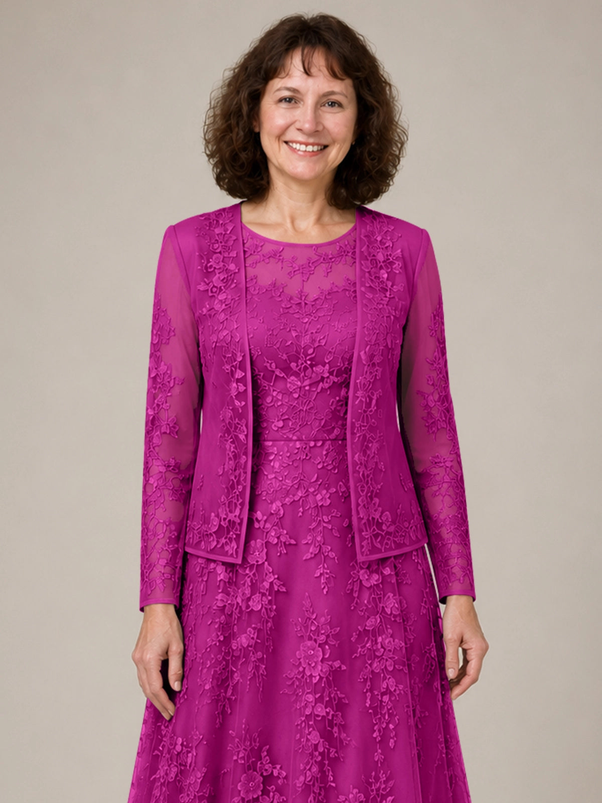 A-line Mother of the Bride Dress with Lace 