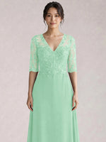 Lace Mother of the Bride Dress with Half Sleeves