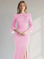 Chiffon Mother of the Bride Dress with 3/4 Sleeves