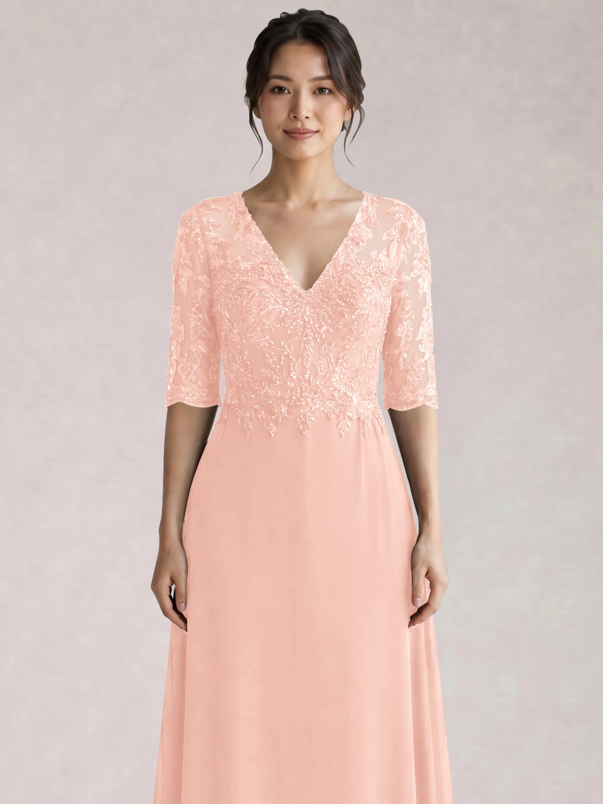 Lace Mother of the Bride Dress with Half Sleeves