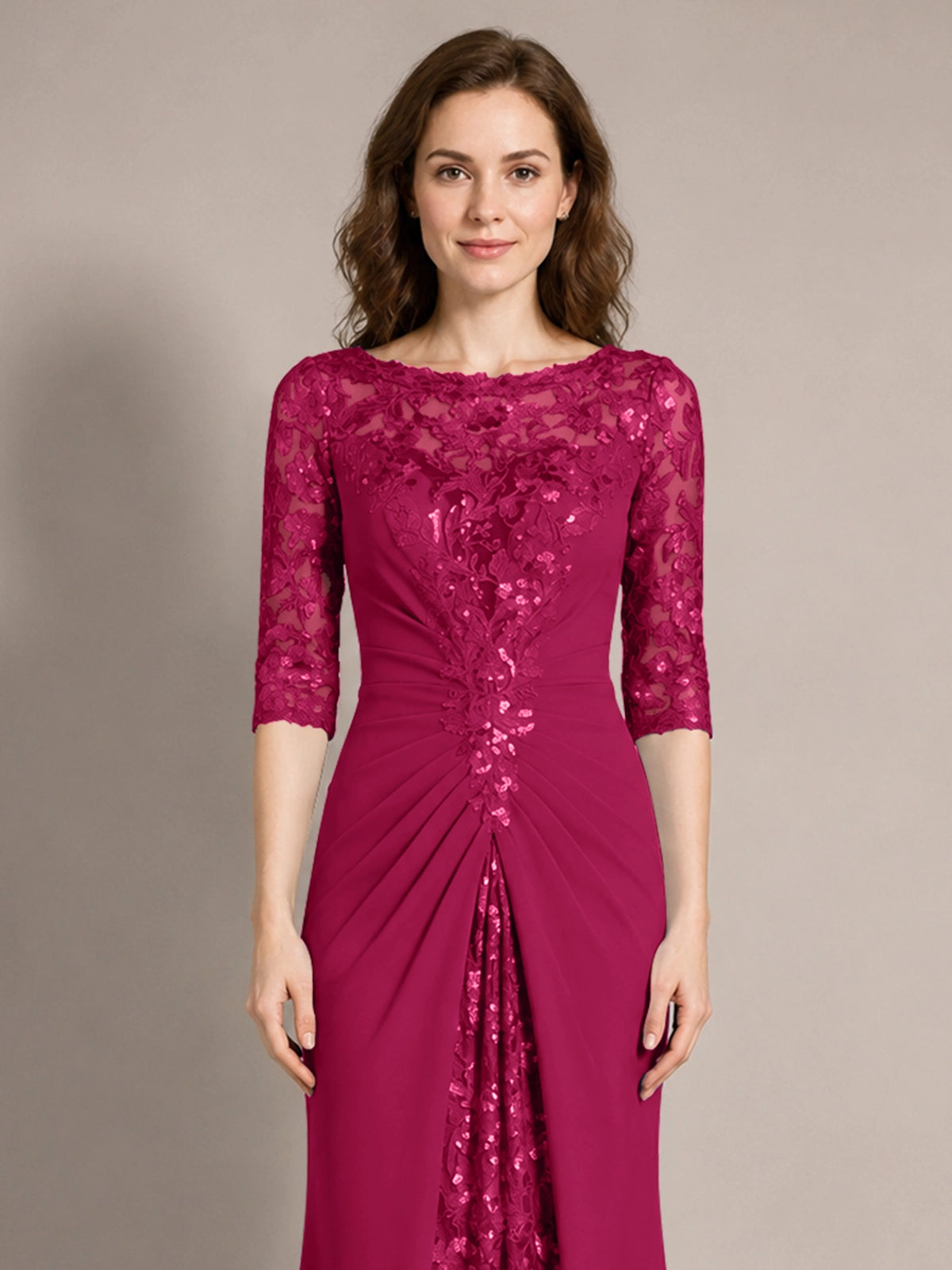 Lace Mother of the Bride Dress with Applique 