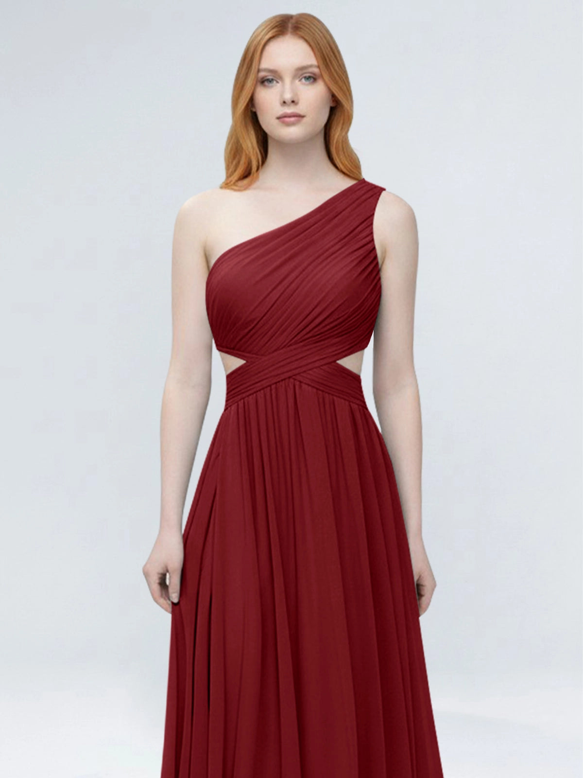 One-Shoulder Side Cut-Out Bridesmaid Dress 