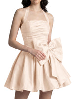 Halter Oversized Bow Mini Dress 