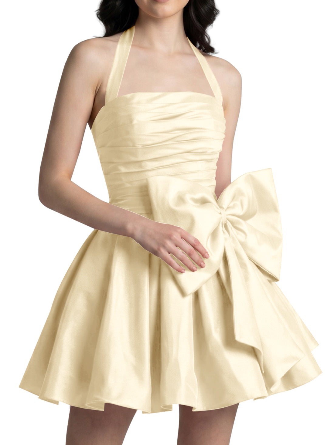 Halter Oversized Bow Mini Dress 