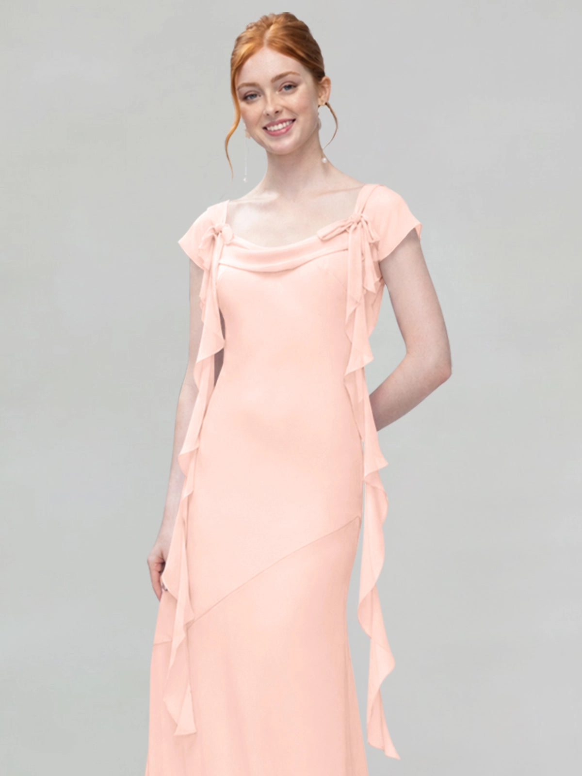 Flowy Ruffle Sheath Bridesmaid Dress 