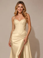 Silk-like Prom Dress with Appliques