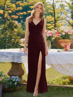 Velvet Bridesmaid Dress with Slit 