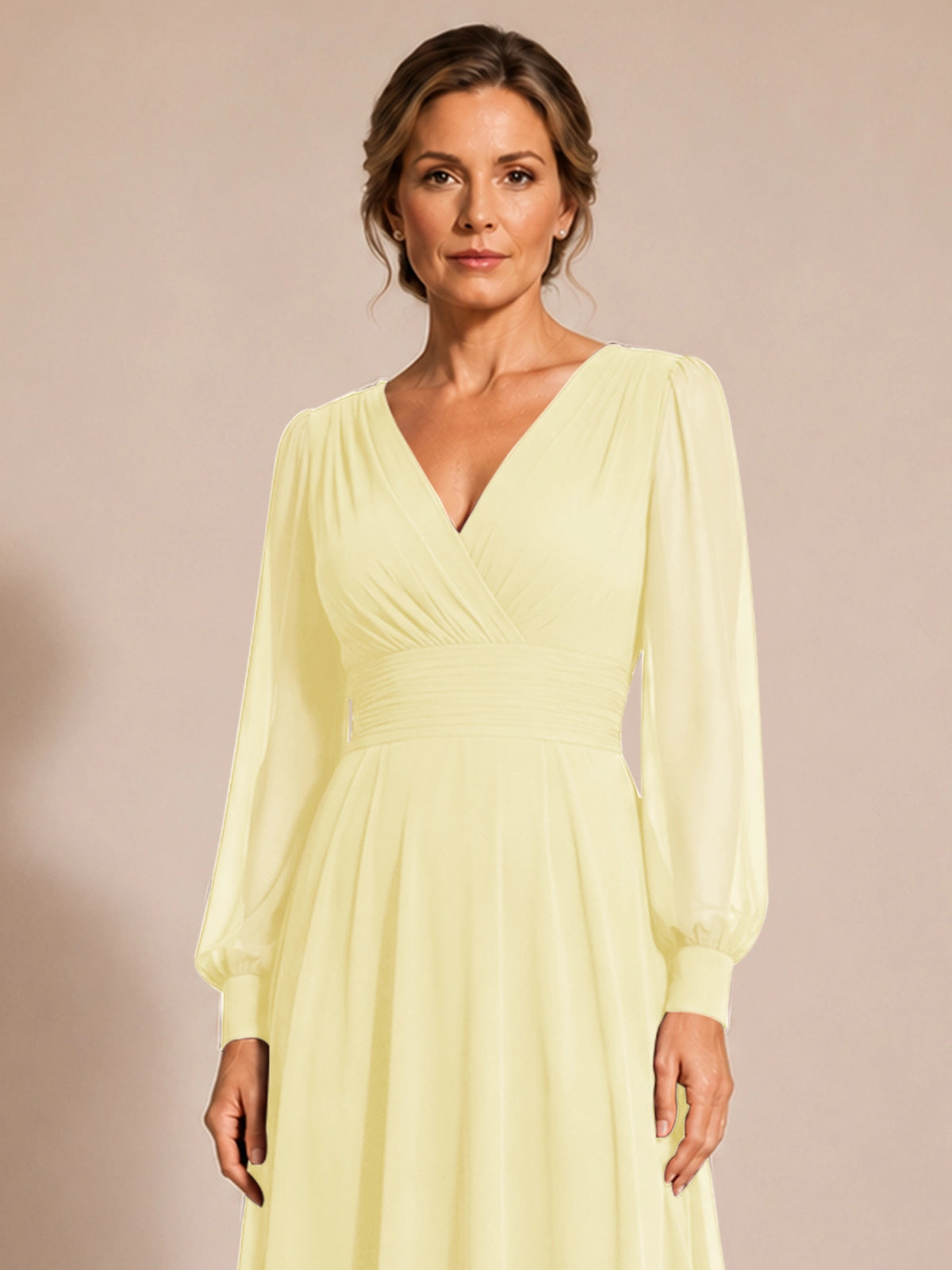 Chiffon Mother of the Bride Dress with Long Sleeves 