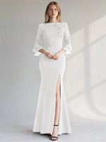 Chiffon Mother of the Bride Dress with 3/4 Sleeves