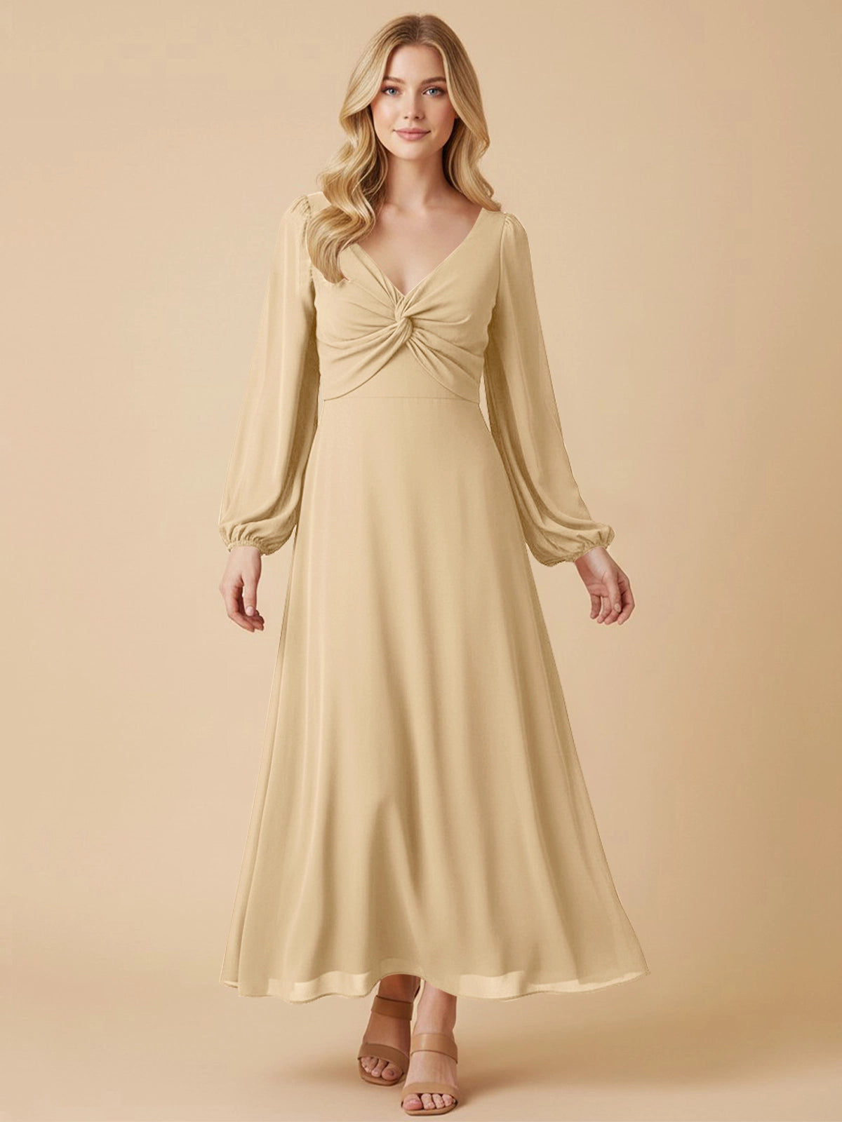 A-line Bridesmaid Dress with Long Sleeves 