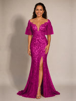 Mermaid Mother of the Bride Dress with V-neck 
