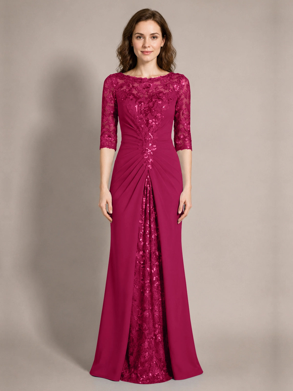 Lace Mother of the Bride Dress with Applique 