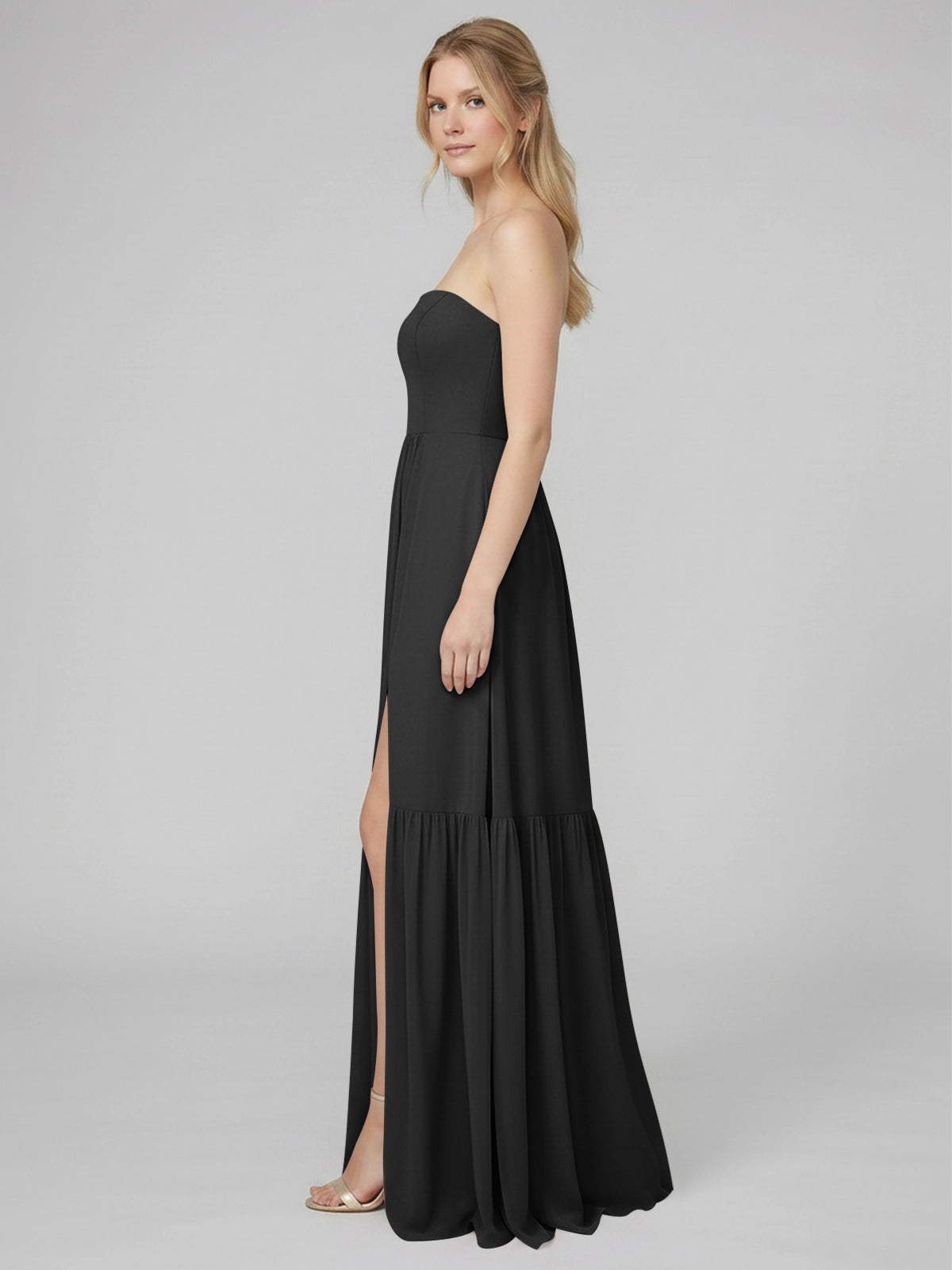 Strapless Bridesmaid Dress with Slit 