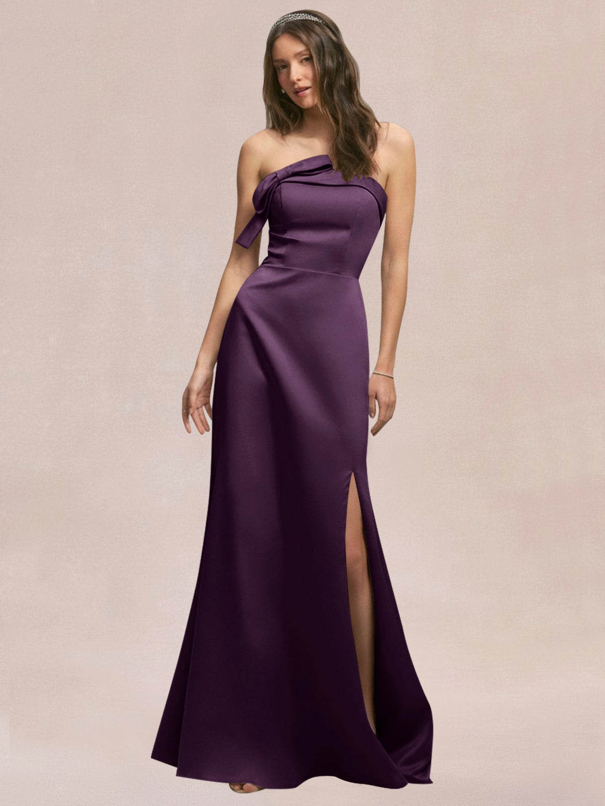 Satin Bow Accent Bridesmaid Dress 