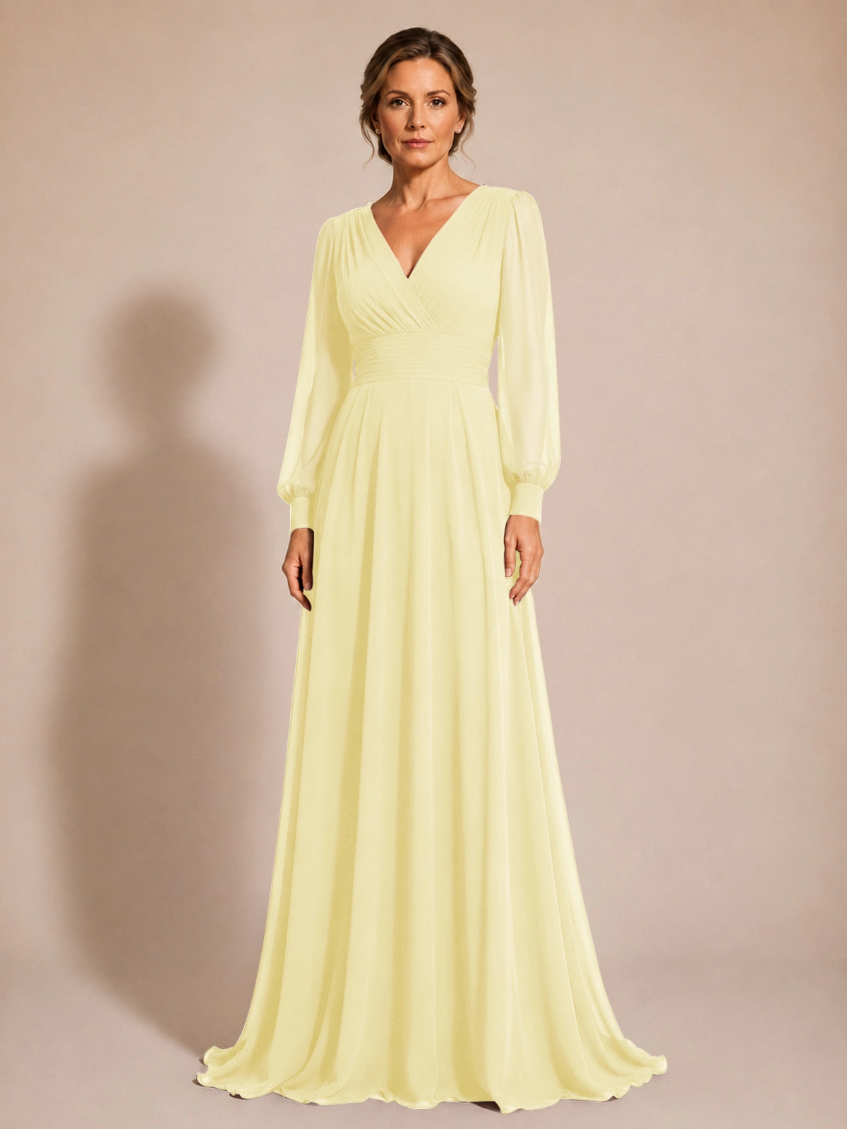 Chiffon Mother of the Bride Dress with Long Sleeves 