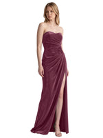 Velvet Prom Dress with Beaded Applique 