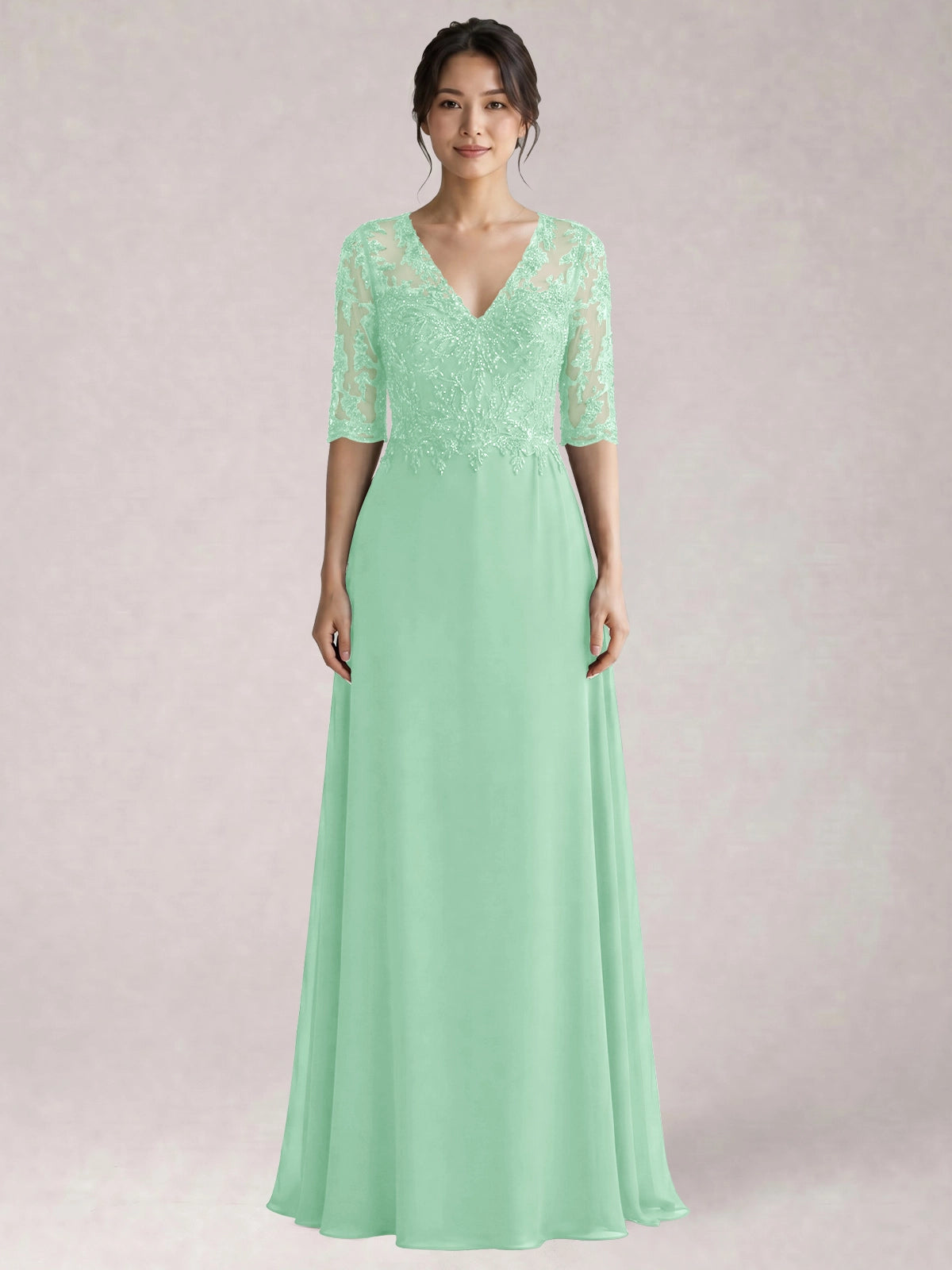 Lace Mother of the Bride Dress with Half Sleeves