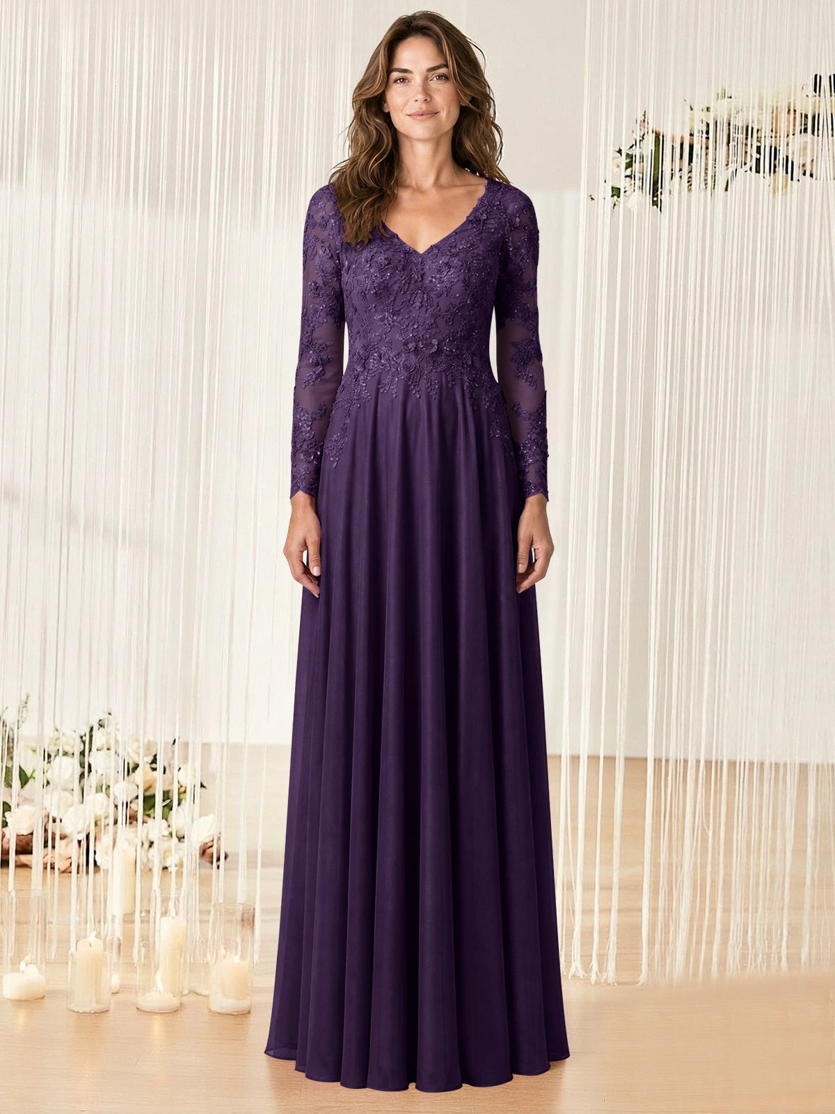 A-line Mother of the Bride Dress with Appliques