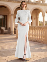 Chiffon Mother of the Bride Dress with 3/4 Sleeves