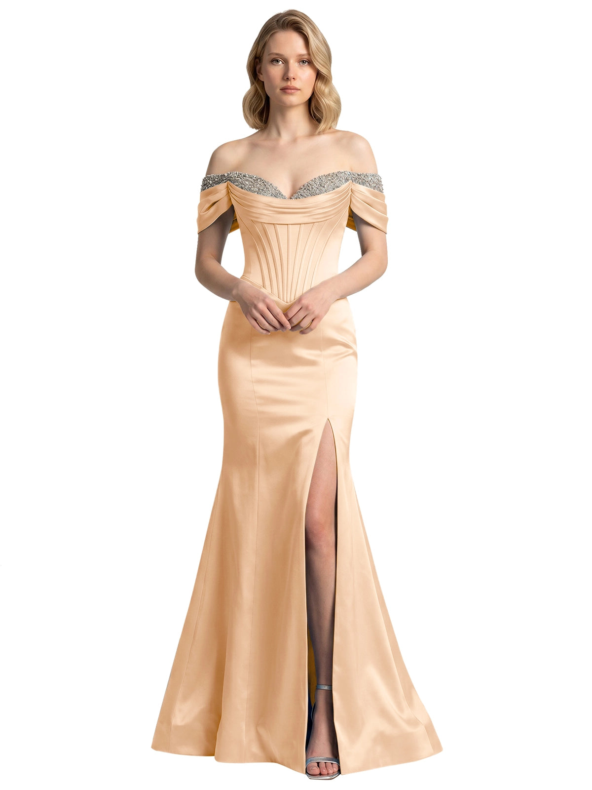 Corset Beaded Trumpet Prom Dress 