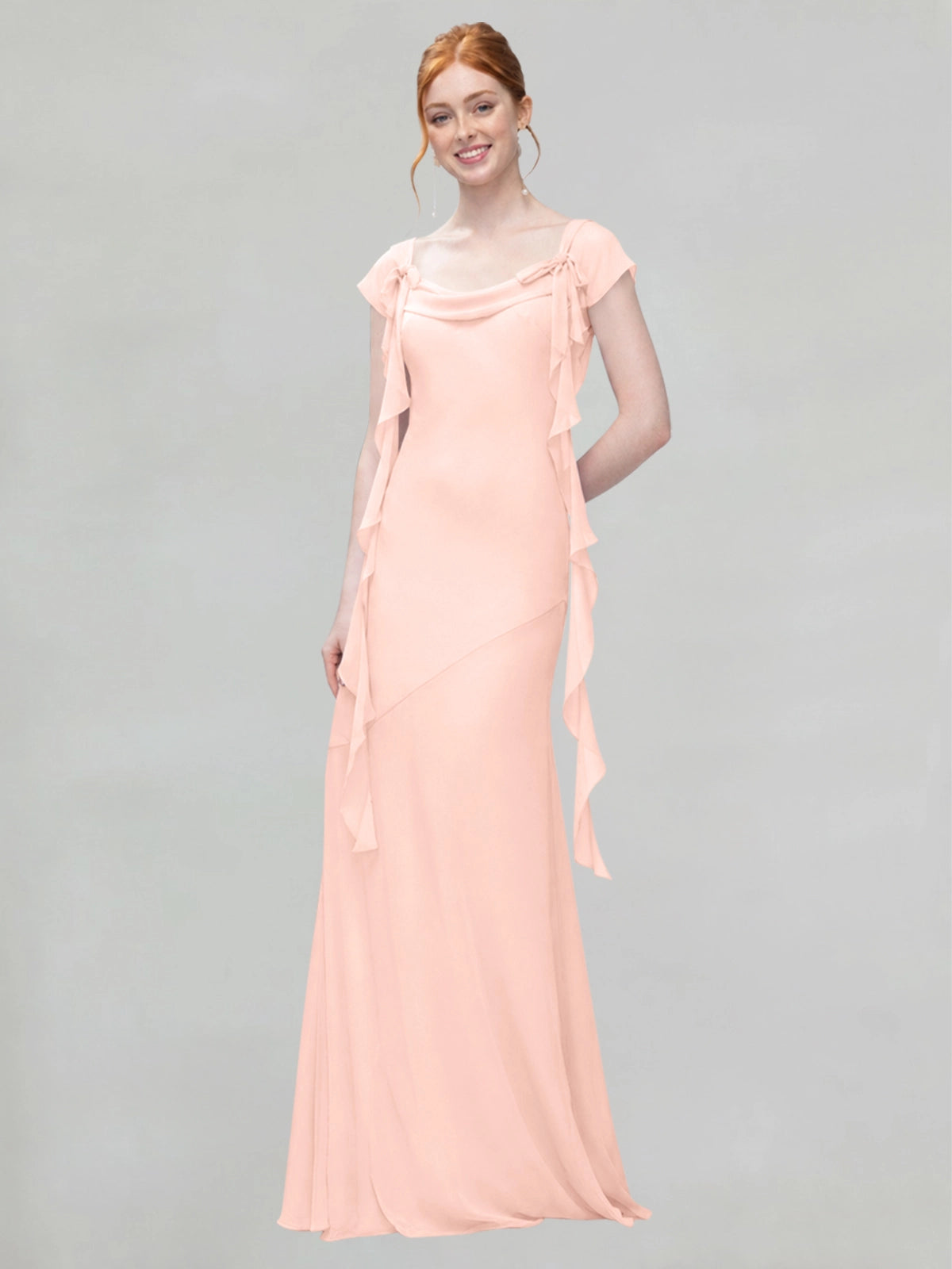 Flowy Ruffle Sheath Bridesmaid Dress 