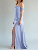 Off-the-Shoulder Slit Bridesmaid Dress 