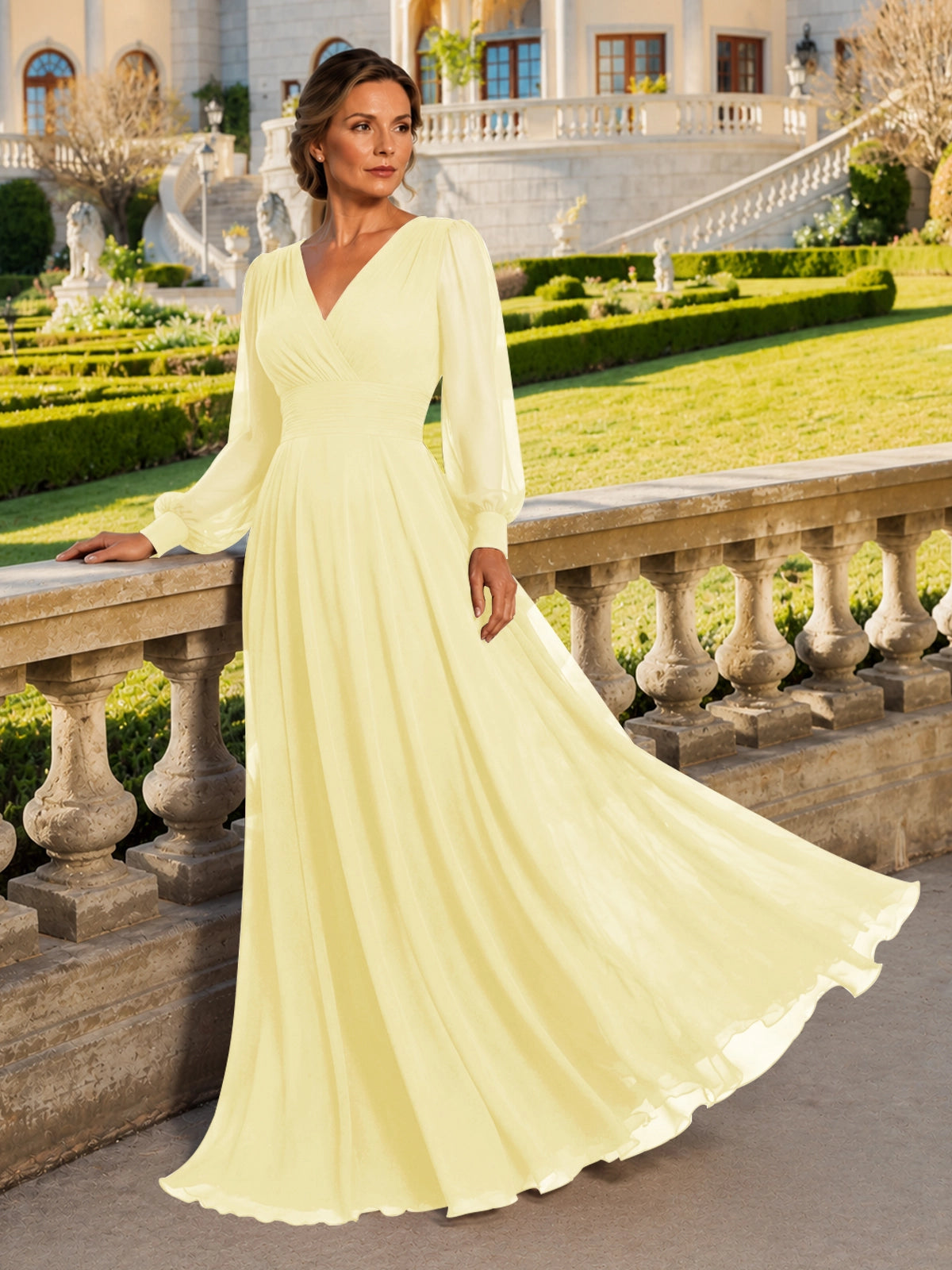 Chiffon Mother of the Bride Dress with Long Sleeves 