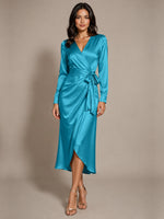 Silk-like Mother of the Bride Dress with Self-Tie Sash 