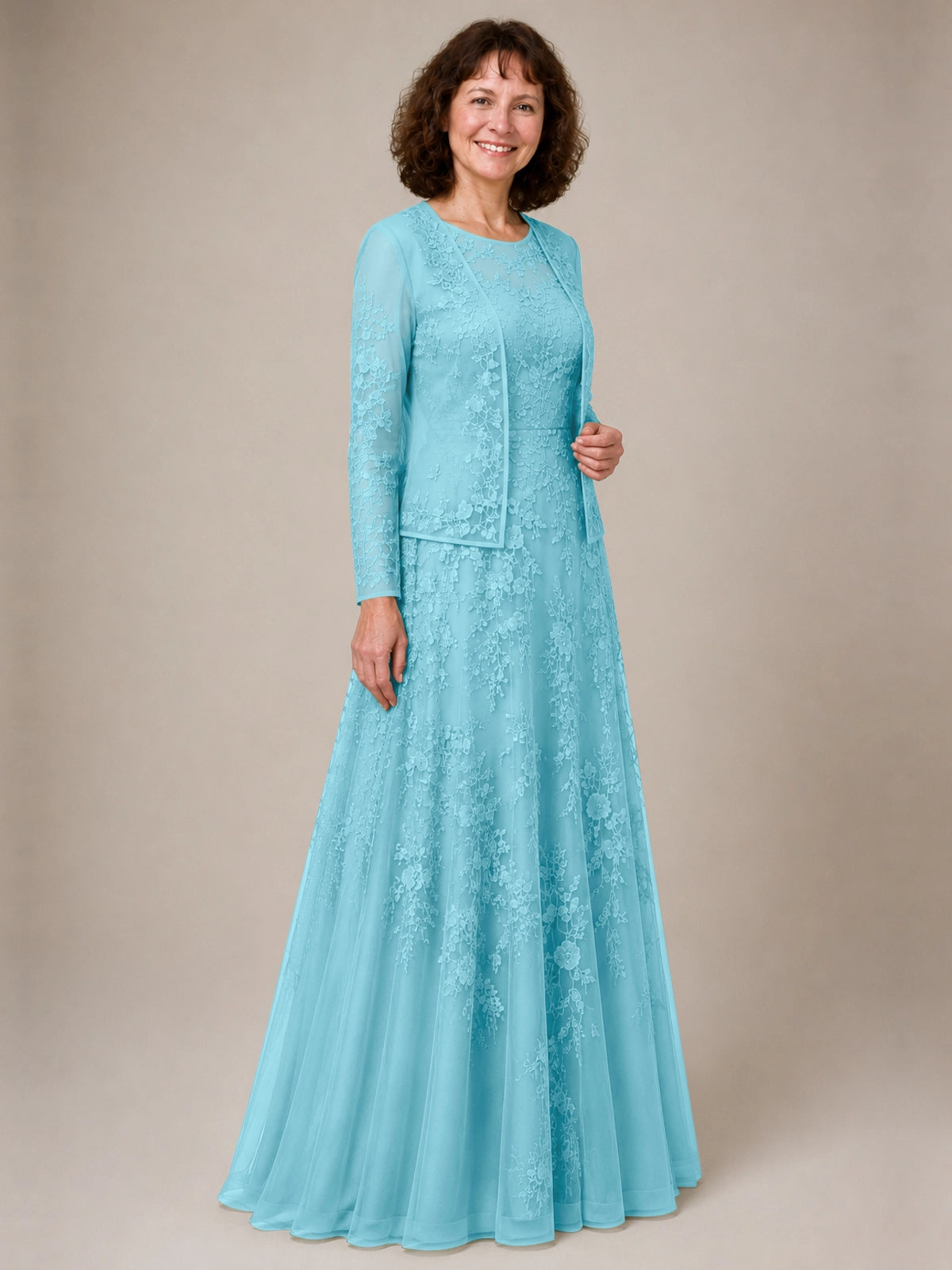A-line Mother of the Bride Dress with Lace 