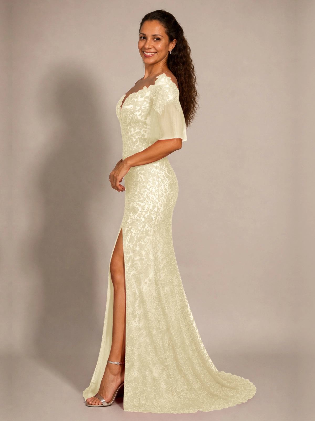 Mermaid Mother of the Bride Dress with V-neck 