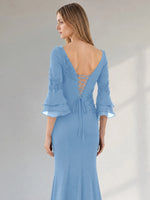 Chiffon Mother of the Bride Dress with 3/4 Sleeves