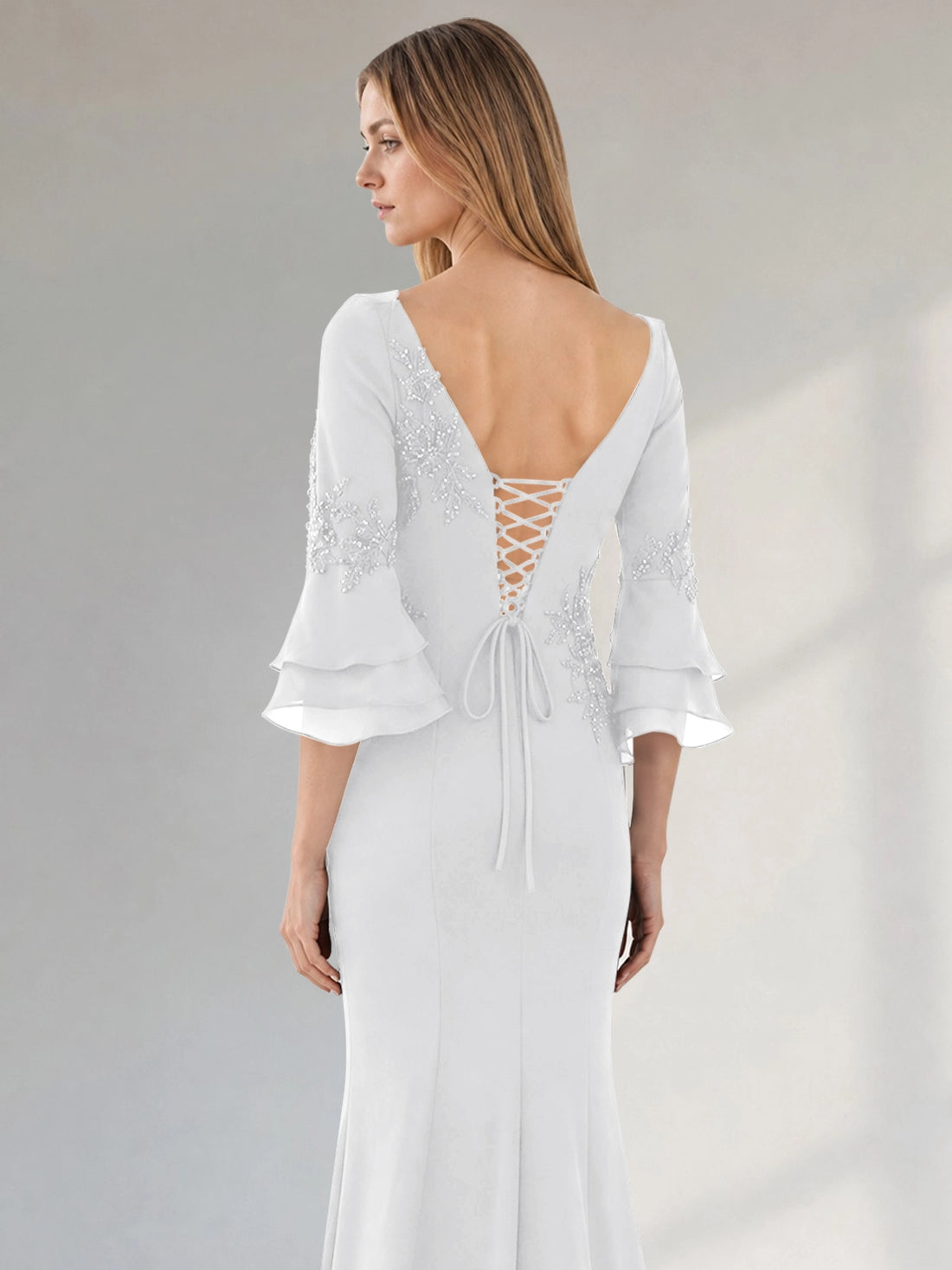 Chiffon Mother of the Bride Dress with 3/4 Sleeves